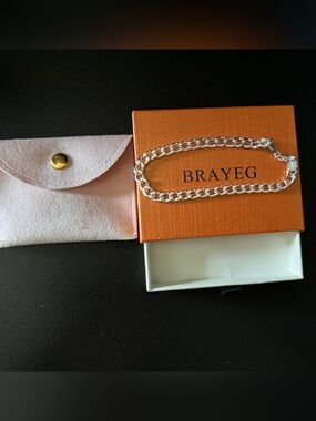 Italian Silver Curb Chain Bracelet with Pouch